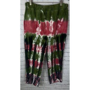 NWT SANDRINE ROSE Womens’ Pink Green Tie Dye Sweatpants Size Small